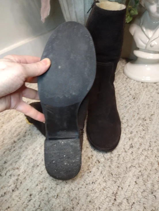 Talbot's Tinley Women's Dark Brown Suede Mid-Calf Shearling Lined Boots - Picture 8 of 10